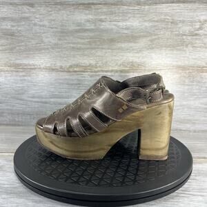 Bed Stu Women's Fontella Brown Leather Peep Toe Heels Size 6